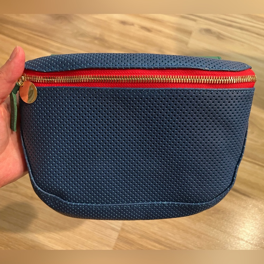 Brand New Clare V Fanny Pack - Blue and Green with contrast red zipper